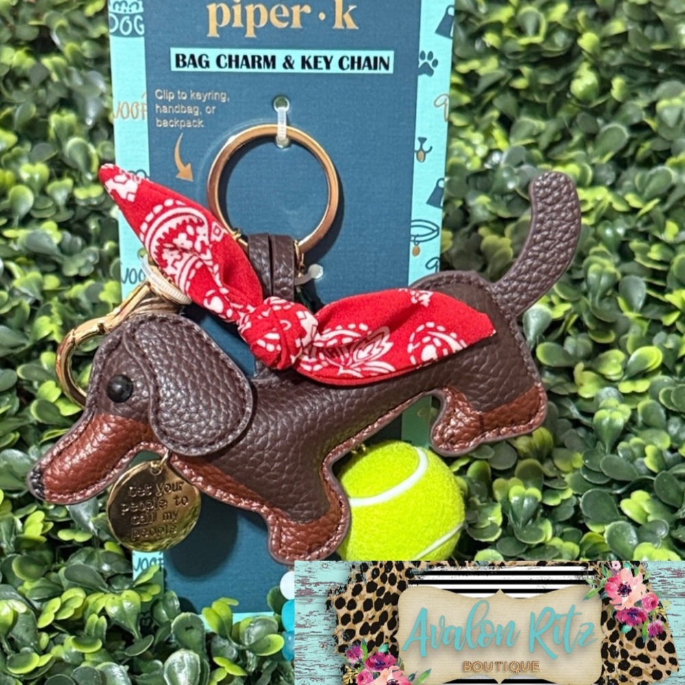 HOST PICK!! Piper K Dachshund Doggie Keychain Bag Charm with Tennis Ball NEW